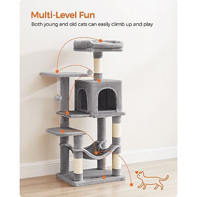 Cat Tree With Scratching Posts, Hammock, Plush Perch, Cat Activity Center