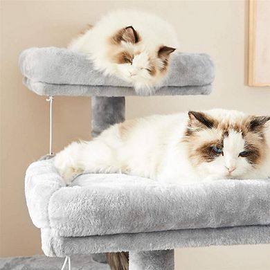 Cat Tree, Cat Tower, Cat Condo With Scratching Posts, 2 Plush Perches, Cat Cave, For Small Spaces