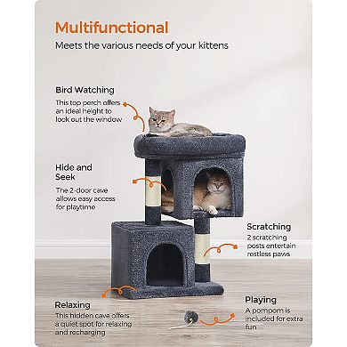 Cat Tree With Sisal-covered Scratching Posts, Plush Condos, Cat Furniture For Kittens