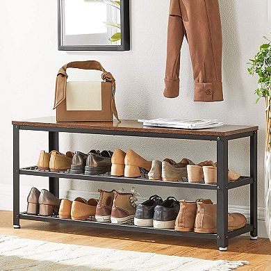 Rustic Brown 3-tier Shoe Storage Bench