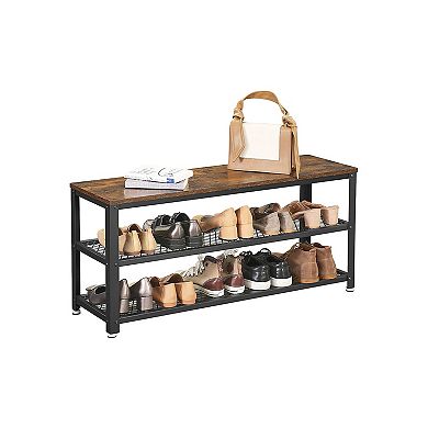Rustic Brown 3-tier Shoe Storage Bench