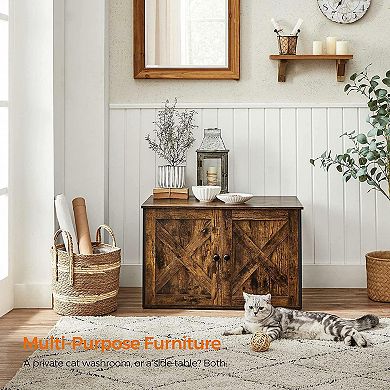 Hidden Cat Litter Box Enclosure, Wooden Cabinet Furniture, Cat Washroom With Doors