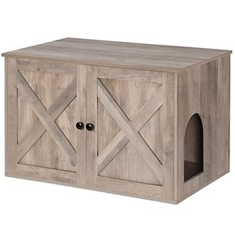 Hidden Cat Litter Box Enclosure, Wooden Cabinet Furniture, Cat Washroom With Doors
