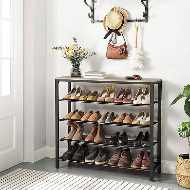5-tier Shoe Storage Organizer With 4 Mesh Shelves For 16-20 Pairs