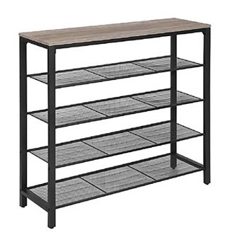 5 tier Shoe Storage Organizer With 4 Mesh Shelves For 16-20 Pairs