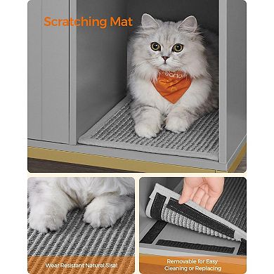 Litter Box Enclosure, Modern Cat Litter Box Furniture Hidden, With Scratching Mat, Tall Legs