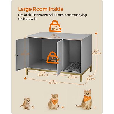 Litter Box Enclosure, Modern Cat Litter Box Furniture Hidden, With Scratching Mat, Tall Legs