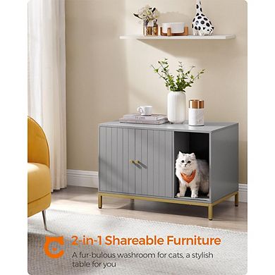 Litter Box Enclosure, Modern Cat Litter Box Furniture Hidden, With Scratching Mat, Tall Legs