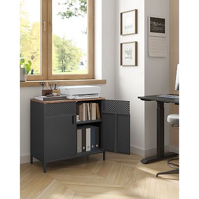 Storage Sideboard, With Adjustable Shelves, Floor Storage Cupboard, Steel Frame