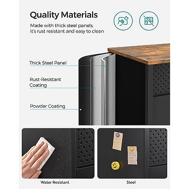 Storage Sideboard, With Adjustable Shelves, Floor Storage Cupboard, Steel Frame