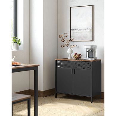Storage Sideboard, With Adjustable Shelves, Floor Storage Cupboard, Steel Frame