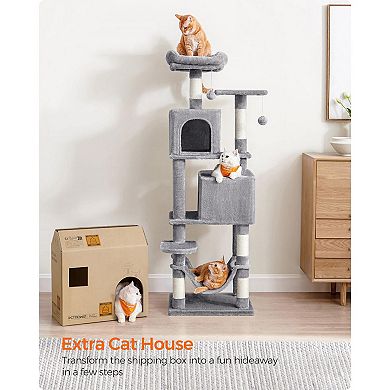 Cat Tree, Cat Condo With Hammock, Basket, Scratching Posts, Cat Caves, Plush Perches