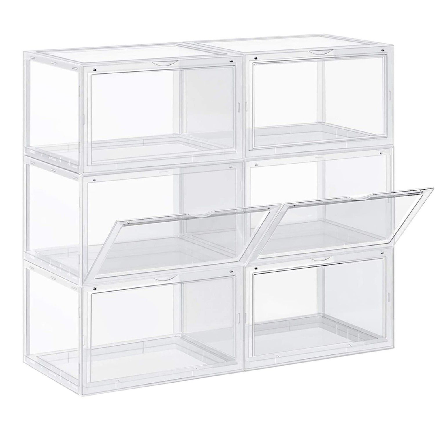 Life Story 6 Quart Rectangular Clear Plastic Lidded Storage Shoe Box, 4 Pack