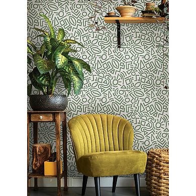 WallPops Aelfie Doodle Abstract Periwinkle Peel and Stick Wallpaper