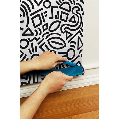 WallPops Aelfie Doodle Abstract Periwinkle Peel and Stick Wallpaper