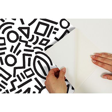 WallPops Aelfie Doodle Abstract Periwinkle Peel and Stick Wallpaper