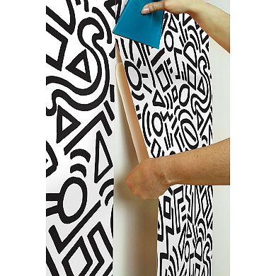 WallPops Aelfie Doodle Abstract Periwinkle Peel and Stick Wallpaper