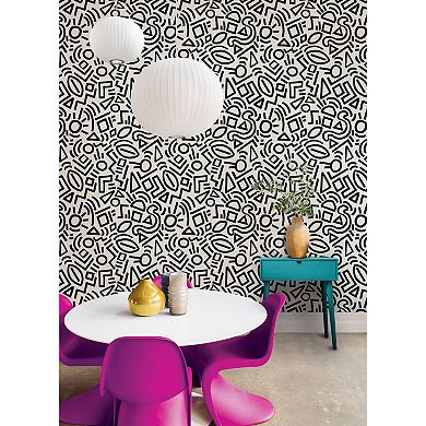 WallPops Aelfie Doodle Abstract Periwinkle Peel and Stick Wallpaper