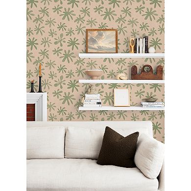 WallPops Alja Horvat Field of Flowers Orange Peel and Stick Wallpaper