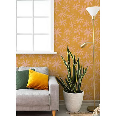 WallPops Alja Horvat Field of Flowers Orange Peel and Stick Wallpaper