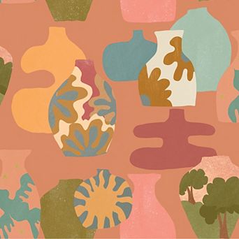 WallPops Alja Horvat Miracle Vases Terracotta Peel and Stick Wallpaper