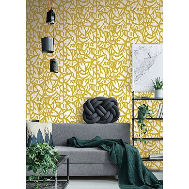 WallPops Arm of Casso Bold Arrangements Cream Peel and Stick Wallpaper