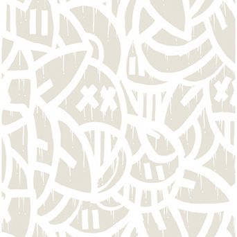 WallPops Arm of Casso Bold Arrangements Cream Peel and Stick Wallpaper