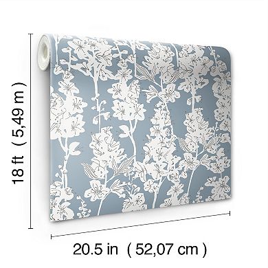 WallPops ByDylanM Larkspur Navy Peel and Stick Wallpaper