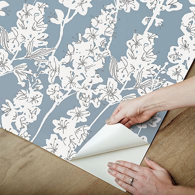 WallPops ByDylanM Larkspur Navy Peel and Stick Wallpaper