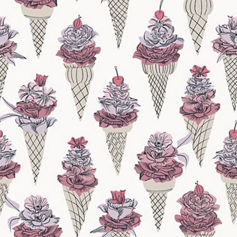 WallPops ByDylanM Floral Ice Cream Orange Peel and Stick Wallpaper