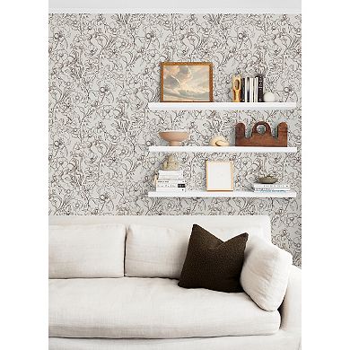 WallPops ByDylanM May Bloom Grey Peel and Stick Wallpaper