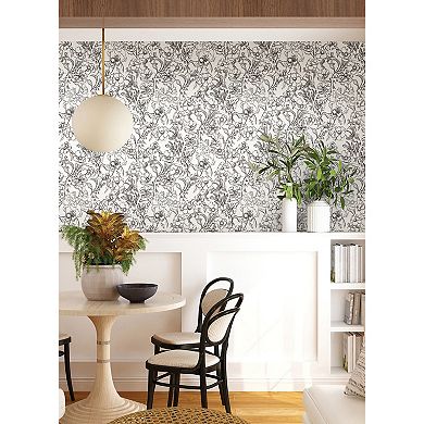 WallPops ByDylanM May Bloom Grey Peel and Stick Wallpaper