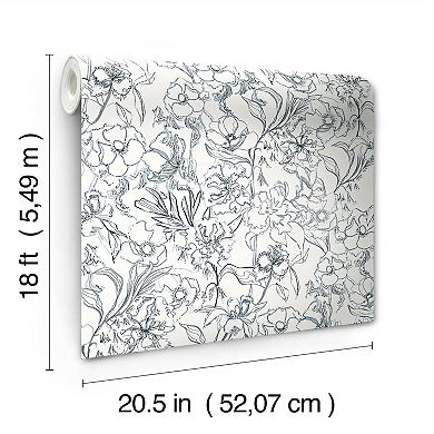 WallPops ByDylanM May Bloom Grey Peel and Stick Wallpaper