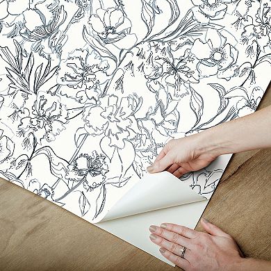 WallPops ByDylanM May Bloom Grey Peel and Stick Wallpaper