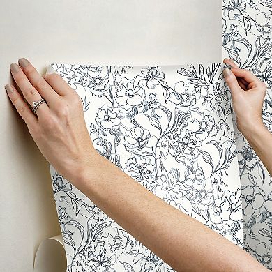 WallPops ByDylanM May Bloom Grey Peel and Stick Wallpaper