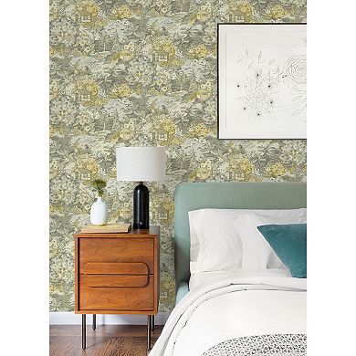 WallPops Caroline et Bettina le Forestier Yellow Grey Peel and Stick Wallpaper