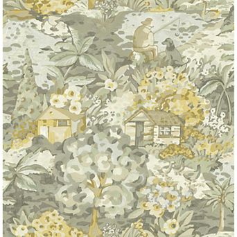 WallPops Caroline et Bettina le Forestier Yellow Grey Peel and Stick Wallpaper