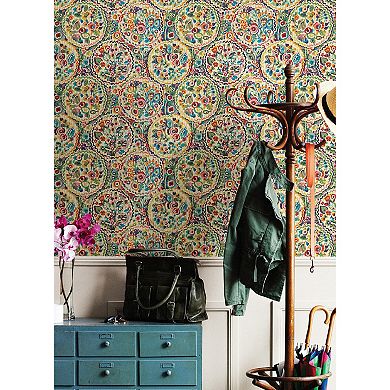 WallPops Caroline et Bettina Camille Blue Peel and Stick Wallpaper