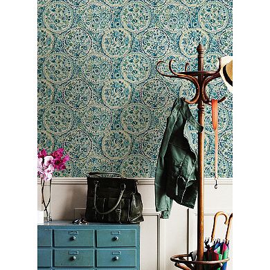 WallPops Caroline et Bettina Camille Blue Peel and Stick Wallpaper