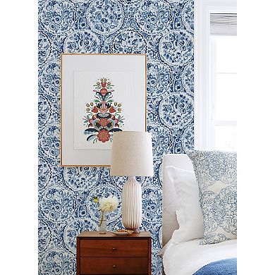 WallPops Caroline et Bettina Camille Blue Peel and Stick Wallpaper