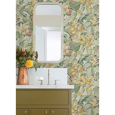 WallPops Caroline et Bettina Belles Fleurs Wine Peel and Stick Wallpaper