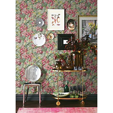 WallPops Caroline et Bettina Belles Fleurs Wine Peel and Stick Wallpaper