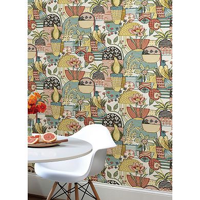WallPops Caroline et Bettina Avriel Blue Peel and Stick Wallpaper
