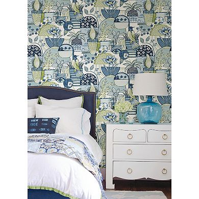 WallPops Caroline et Bettina Avriel Blue Peel and Stick Wallpaper