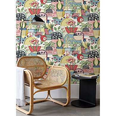 WallPops Caroline et Bettina Avriel Blue Peel and Stick Wallpaper