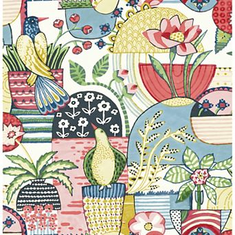 WallPops Caroline et Bettina Avriel Blue Peel and Stick Wallpaper