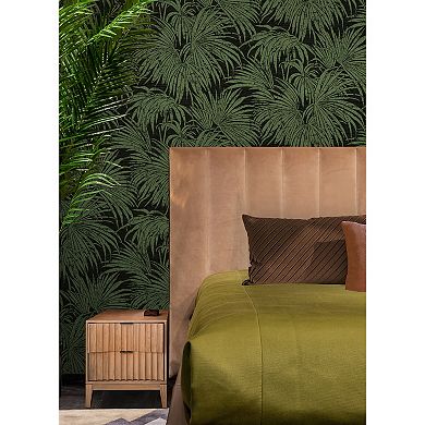 WallPops Egypt Sherrod Cassava Palm Black and Green Peel and Stick Wallpaper