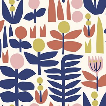 WallPops Leah Duncan A Bit of Folk Blue Peel and Stick Wallpaper