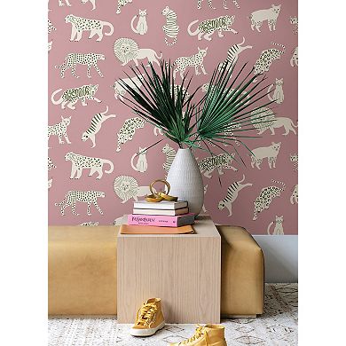WallPops Leah Duncan Kitty Kitty Tangerine Peel and Stick Wallpaper