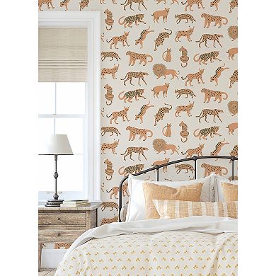 WallPops Leah Duncan Kitty Kitty Tangerine Peel and Stick Wallpaper